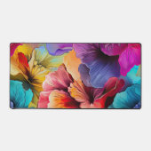 赤黄ティール（緑がかった色）紫アルコールインクフローラ デスクマット (正面)