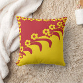 赤黄ハワイアンフローラ熱帯模様 クッション (ブランケット)