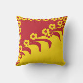 赤黄ハワイアンフローラ熱帯模様 クッション (裏面)