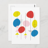 赤黄モダン色と青の世紀中頃の原子芸術 ポストカード (正面/裏面)