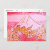 赤黄富士山日本スケッチ北斎絵を描 ポストカード (正面/裏面)
