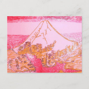 赤黄富士山日本スケッチ北斎絵を描 ポストカード