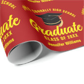 赤黄色の卒業生パーソナライズされた成 ラッピングペーパー (ロールコーナー)