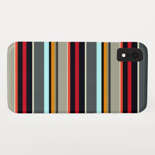 赤黄色の青い銀色の多色のストライプ Case-Mate iPhoneケース (裏面(横))
