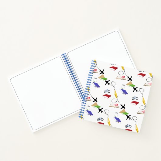 赤黄色の青い飛行機の旅行帳 ノートブック (内部)