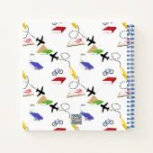 赤黄色の青い飛行機の旅行帳 ノートブック (裏面)