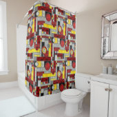 赤黄色アールデコステンドグラス シャワーカーテン (インサイチュ)