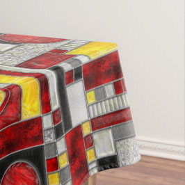 赤黄色アールデコステンドグラス テーブルクロス