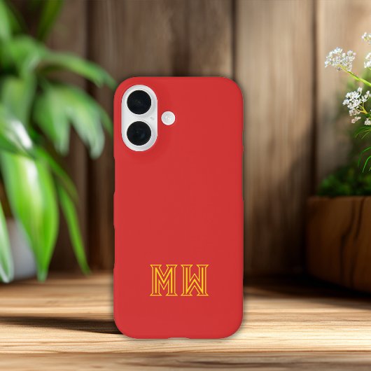 赤黄色イニシャルモノグラム シンプル ミニマル Case-Mate iPhoneケース