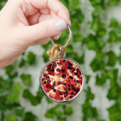 赤黄色デイジー花柄抽象デザイン キーホルダー (手)