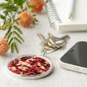 赤黄色デイジー花柄抽象デザイン キーホルダー (側面)