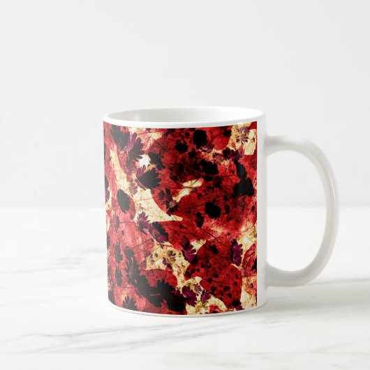 赤黄色デイジー花柄抽象デザイン コーヒーマグカップ (右)
