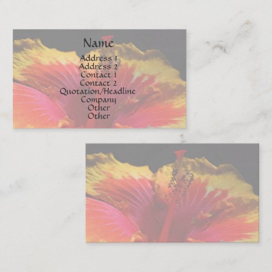 赤黄色ハイビスカスフローラ名刺 名刺 (正面/裏面)