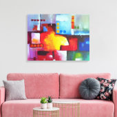 赤黄色ブルーグリーンパープル抽象芸術絵画ズ キャンバスプリント (インサイチュ (リビング))
