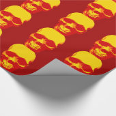 赤黄色ポップアートドクロのクリスマス包装紙 ラッピングペーパー (角)