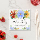赤黄色青の花の誕生日 スタンダードカクテルナプキン (インサイチュ)