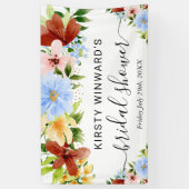 赤黄色青の花 ブライダルシャワーのご案内 横断幕 (縦)