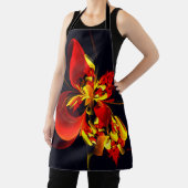 赤黄花現代抽象美術文様#10 エプロン (インサイチュ)