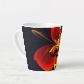 赤黄花現代抽象美術文様#10 カフェラテマグ (左アングル)