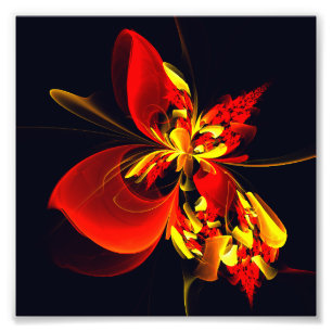 赤黄花現代抽象美術文様#10 フォトプリント