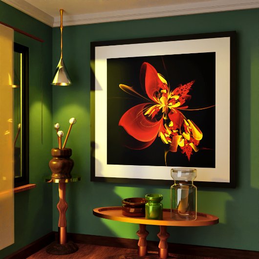 赤黄花現代抽象美術文様#10 ポスター