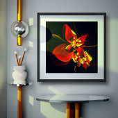 赤黄花現代抽象美術文様#10 ポスター