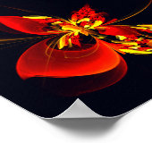 赤黄花現代抽象美術文様#10 ポスター (角)