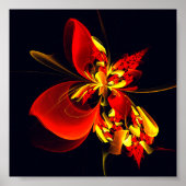 赤黄花現代抽象美術文様#10 ポスター (正面)