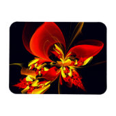 赤黄花現代抽象美術文様#10 マグネット (横)