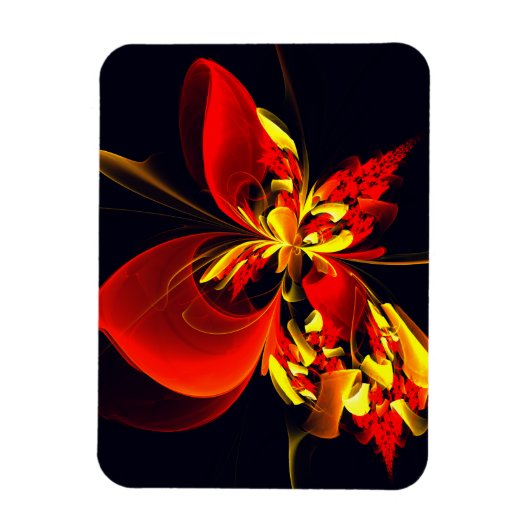 赤黄花現代抽象美術文様#10 マグネット (縦)