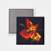 赤黄花現代抽象美術文様#10 マグネット (正面/裏面)