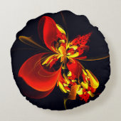 赤黄花現代抽象美術文様#10 ラウンドクッション (裏面)