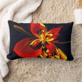 赤黄花現代抽象美術文様#10 ランバークッション (ブランケット)