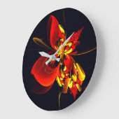 赤黄花現代抽象美術文様#10 ラージ壁時計 (傾斜)