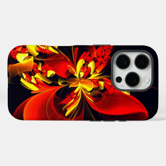 赤黄花現代抽象美術文様#10 Case-Mate iPhoneケース (裏面 (横))