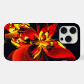 赤黄花現代抽象美術文様#10 iPhoneケース (裏面横)