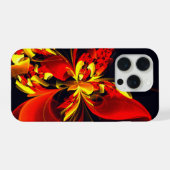 赤黄花現代抽象美術文様#10 iPhoneケース (裏面横)