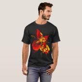 赤黄花現代抽象美術文様#10 Tシャツ (正面フル)