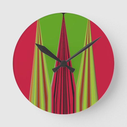 赤黄金緑 ラウンド壁時計 (正面)