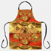 赤黄金色のアフリカ伝統的色 エプロン (正面)