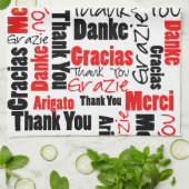 赤黒ありがとうワードクラウド キッチンタオル (折り畳み)