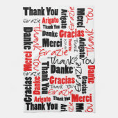 赤黒ありがとうワードクラウド キッチンタオル (縦)