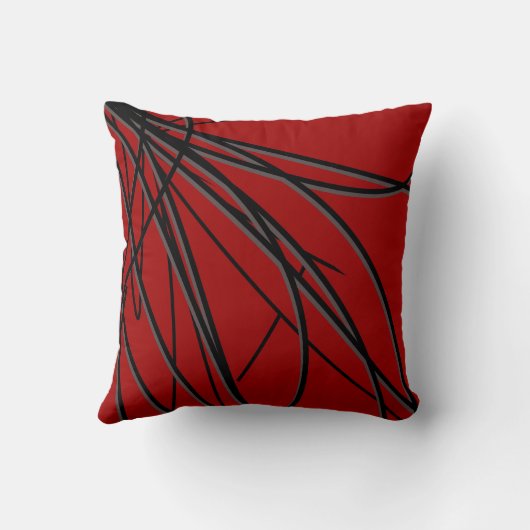 赤黒とグレーのモダンエレガント抽象芸術 クッション