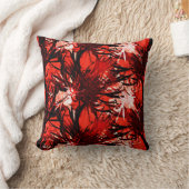 赤黒と白のモダン抽象芸術エレガントフローラ クッション (ブランケット)