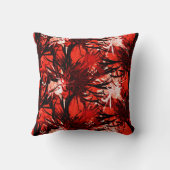 赤黒と白のモダン抽象芸術エレガントフローラ クッション (裏面)