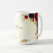 赤黒と金の花のウェディング コーヒーマグカップ (正面右)