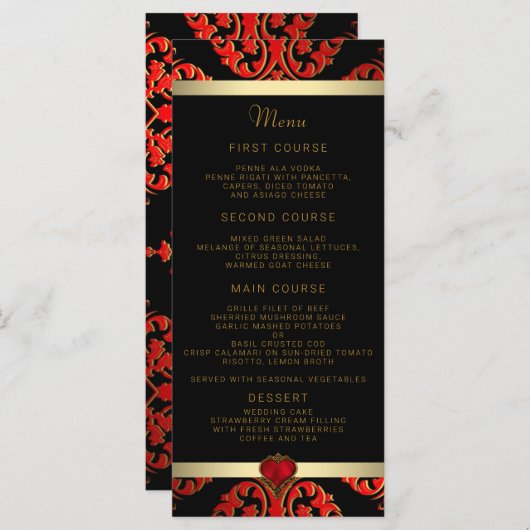 赤黒と金ゴールド結婚のメニュー メニュー (正面/裏面)