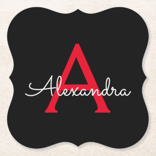 赤黒のスクリプトモガーリーノグラム名 ペーパーコースター