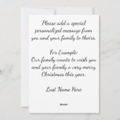 赤黒のチェック柄のトナカイのクリスマスグリーティングカード シーズンカード (裏面)