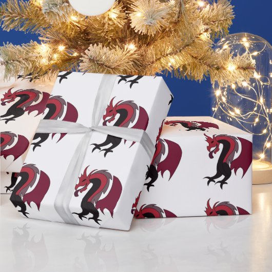赤黒のドラゴン伝説の生き物 ラッピングペーパー (クリスマス)